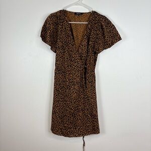 Madewell Leopard Animal Print Cotton Wrap Dress Size Medium